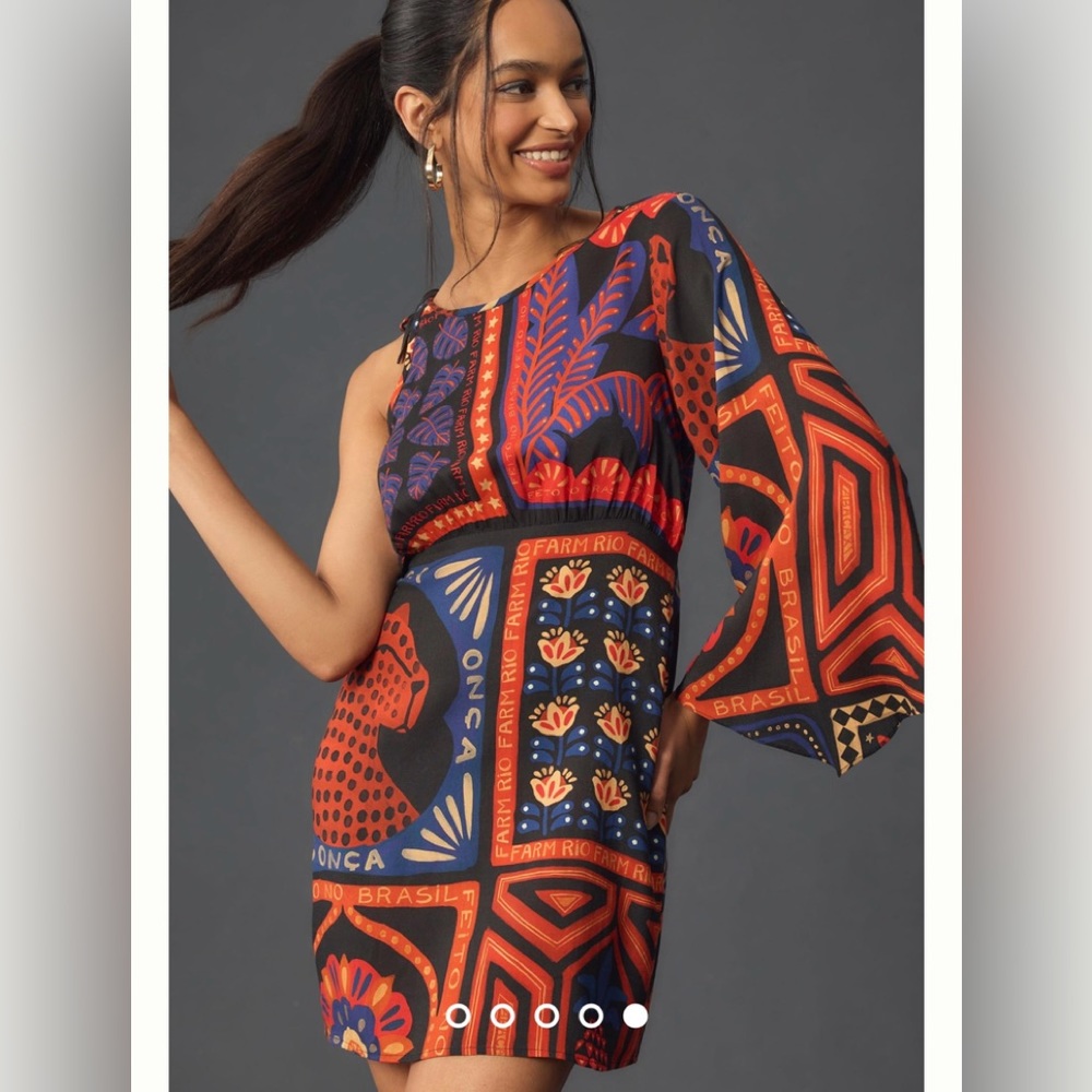 Farm Rio One-Shoulder Mini-Dres - Picture 2 of 8